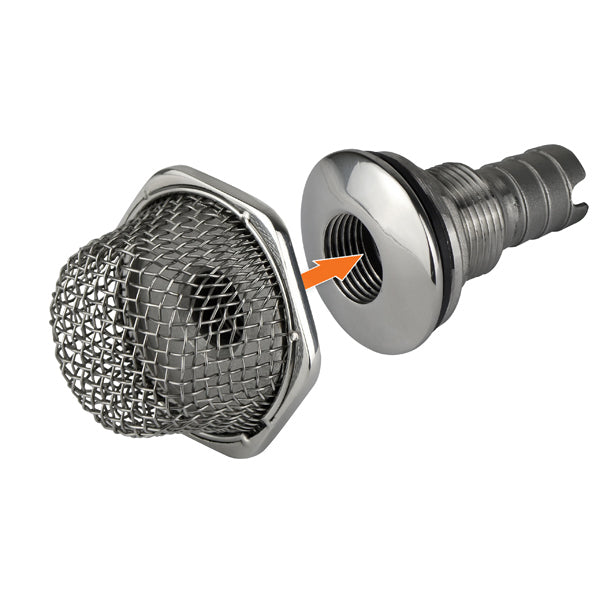 Strainer Thru Hull 20mm Tail 316 Stainless Steel