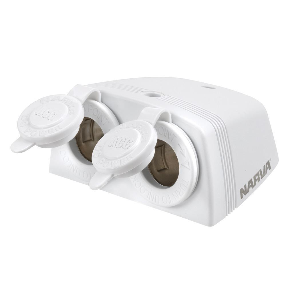 Heavy-Duty Twin Surface Mount Accessory Sockets - White