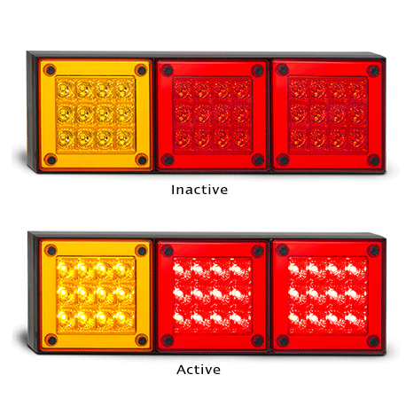 Triple Rear Lamp - Amber-Red-Amber - 280 Series