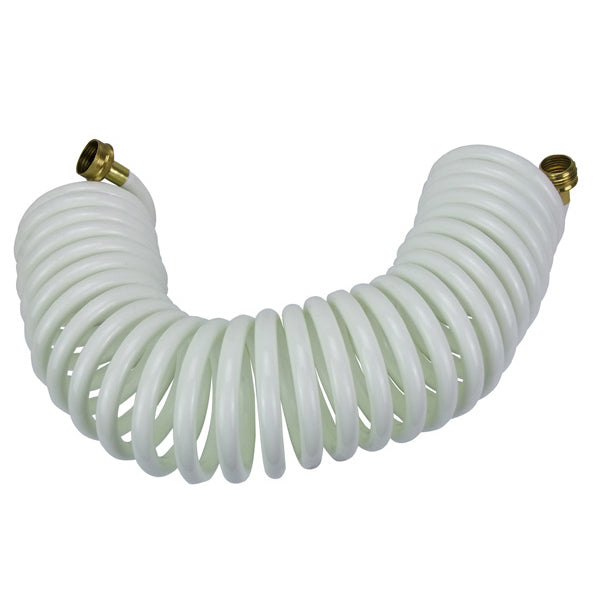 7.6m White Coil Hose - 1/2" NPT Connection