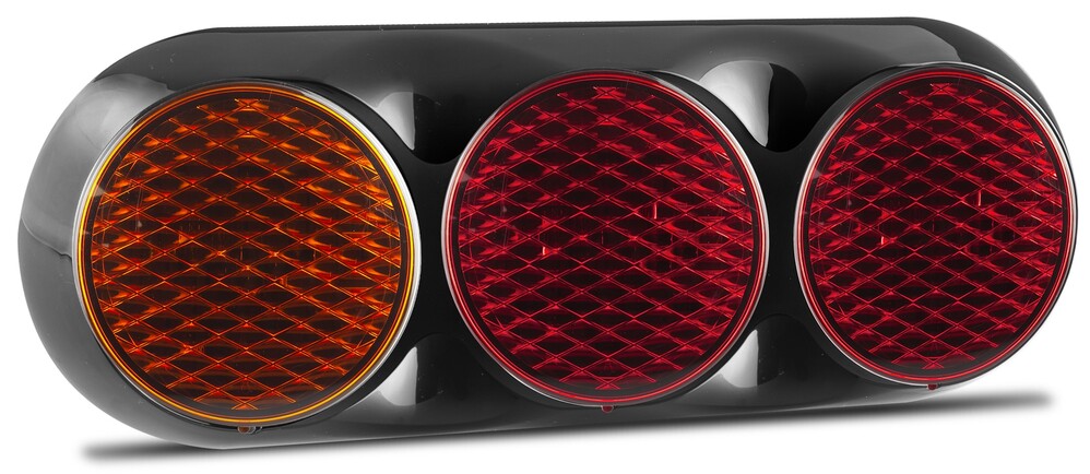 Triple Rear Lamps (Black, 12V) - Amber-Red-Red - 82 Triple Series