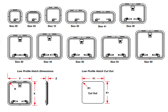 Lewmar Low Profile Hatches with Stay Support